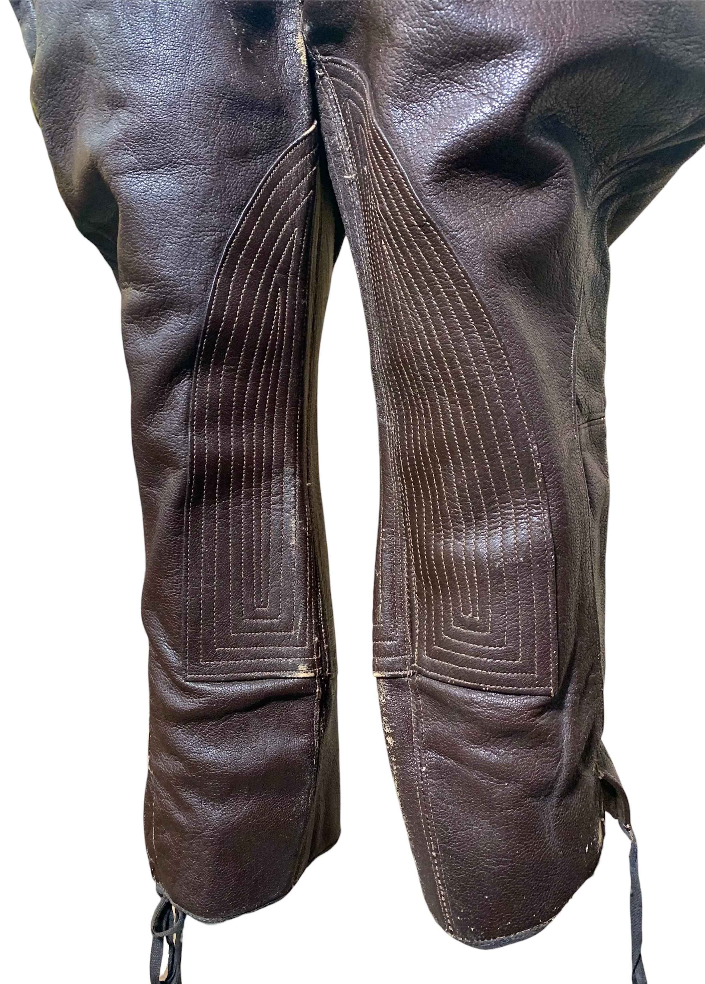 20s Rare Brown Leather Motorcycle Pants