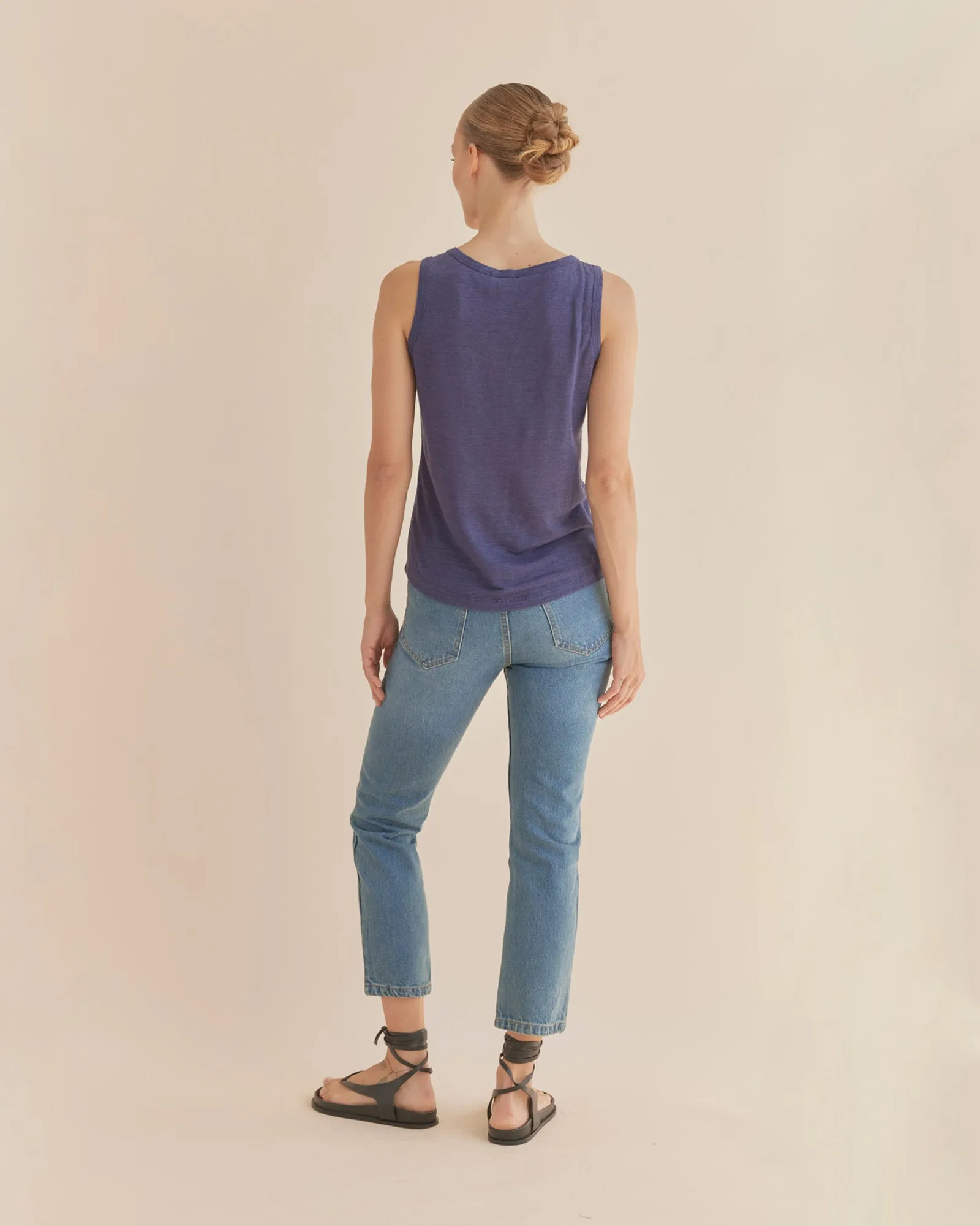 Aceline Linen Jersey Tank - Sea