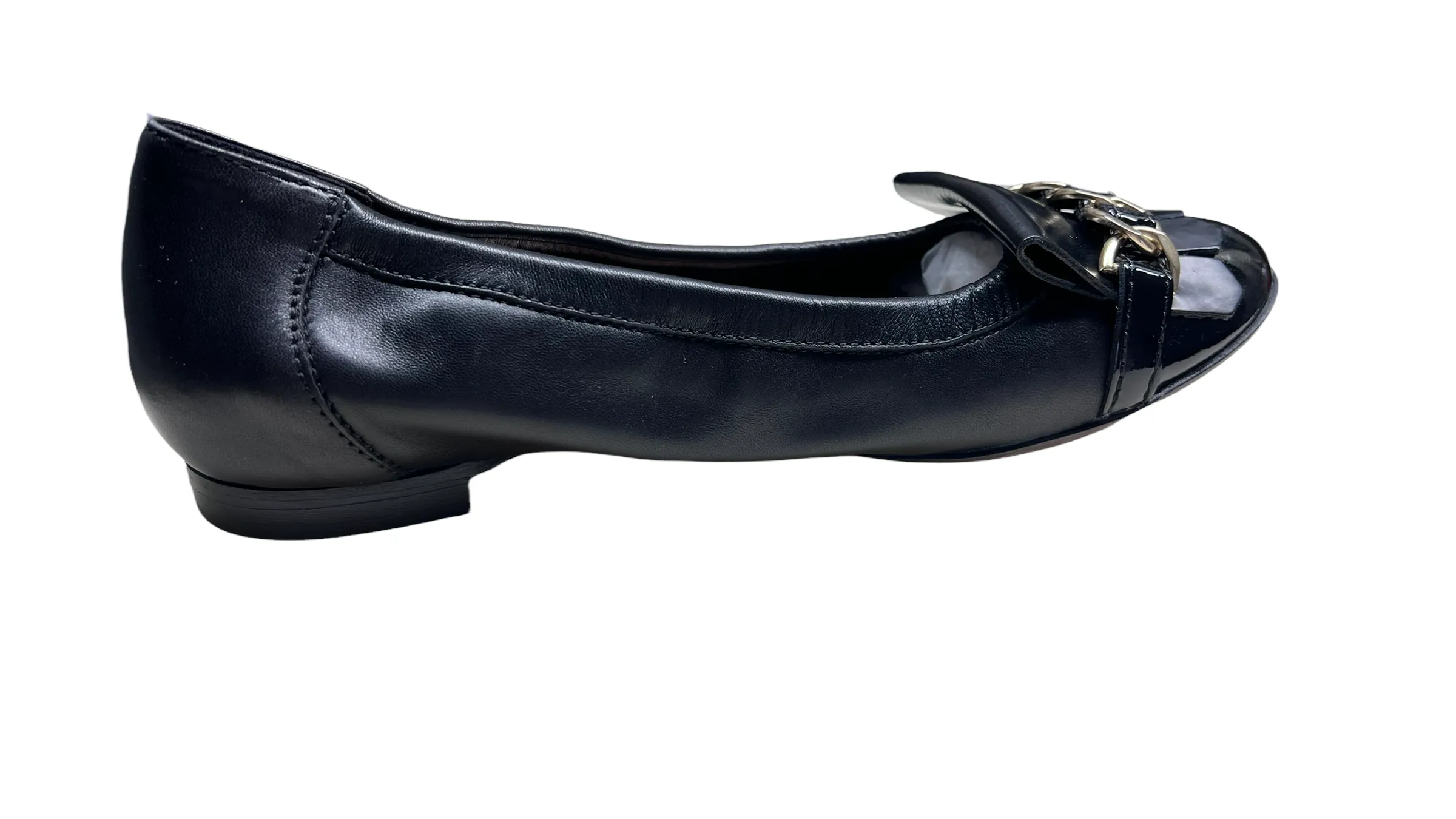 AGL - ATTILIO GIUSTI LEOMBRUNI - BLACK KILT DRESS LEATHER FLATS **FREE SHIPPING**