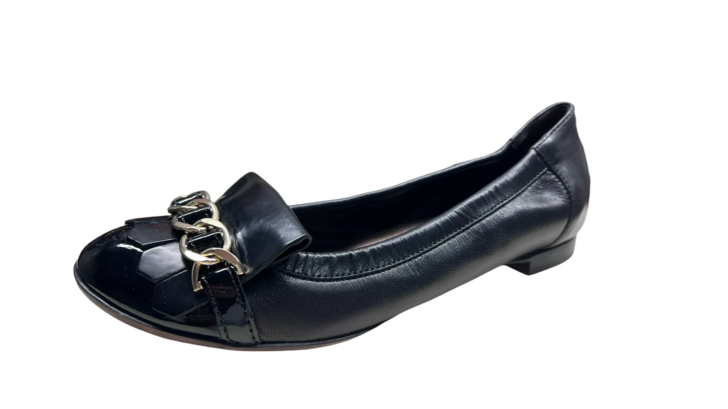 AGL - ATTILIO GIUSTI LEOMBRUNI - BLACK KILT DRESS LEATHER FLATS **FREE SHIPPING**