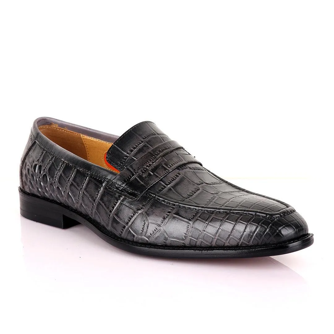 Berluti Crocodile Skin Grey  Colour Leather Shoe