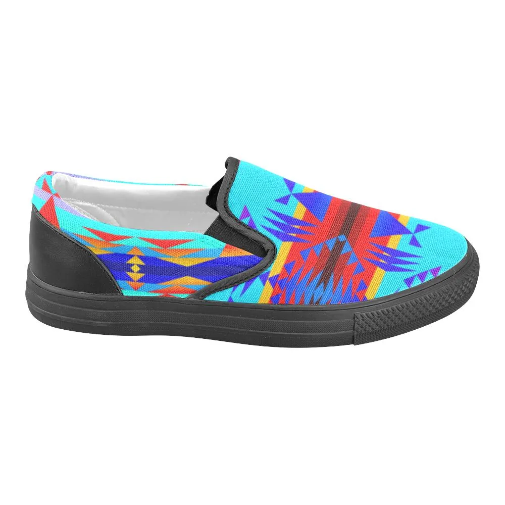 Between the Mountains Blue Men's Unusual Slip-on Canvas Shoes