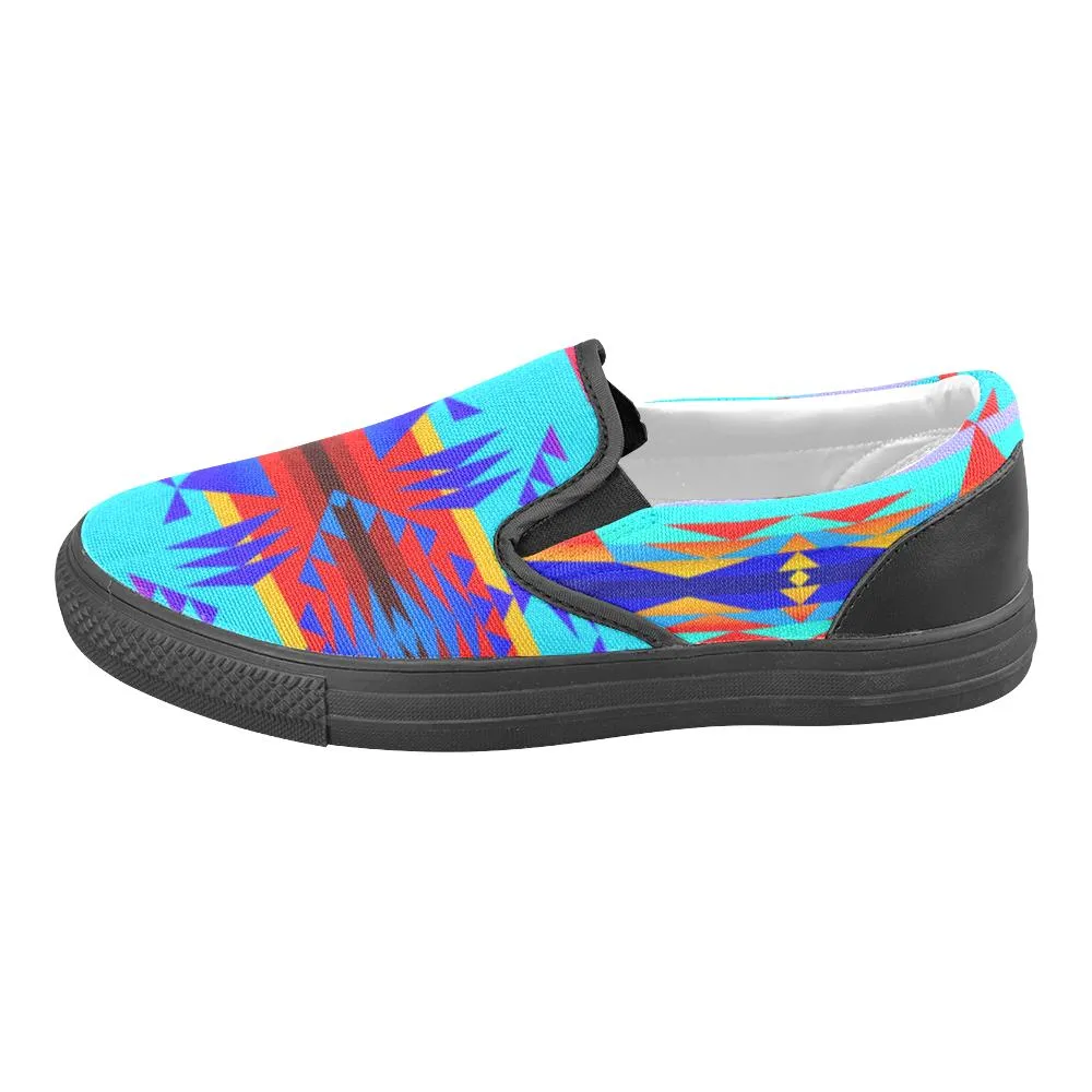 Between the Mountains Blue Men's Unusual Slip-on Canvas Shoes