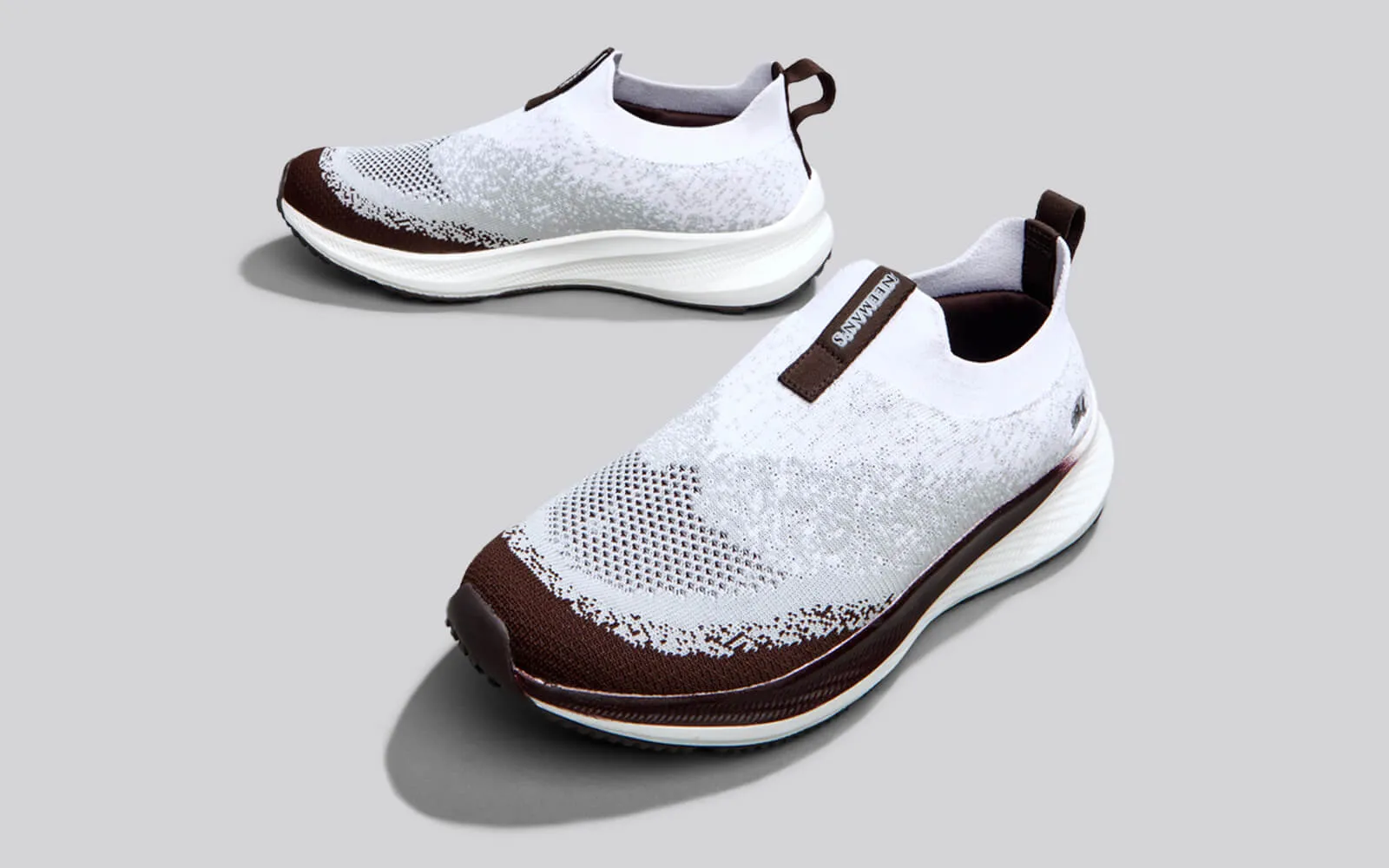 Blend Knit Slip Ons : Ivory-Brown