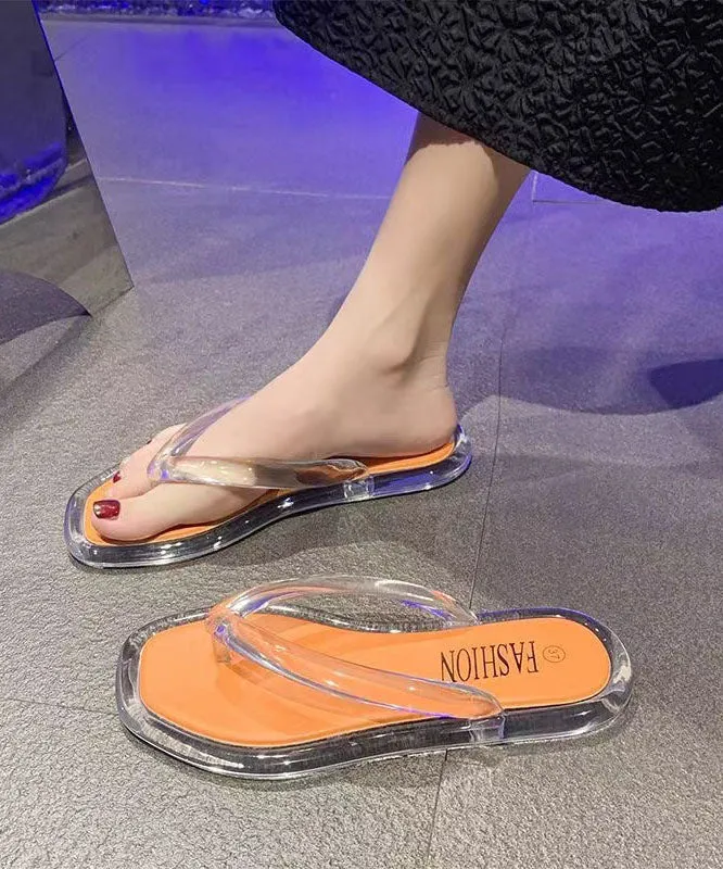 Chic Comfortable Black Clear Flats Flip Flops AA010