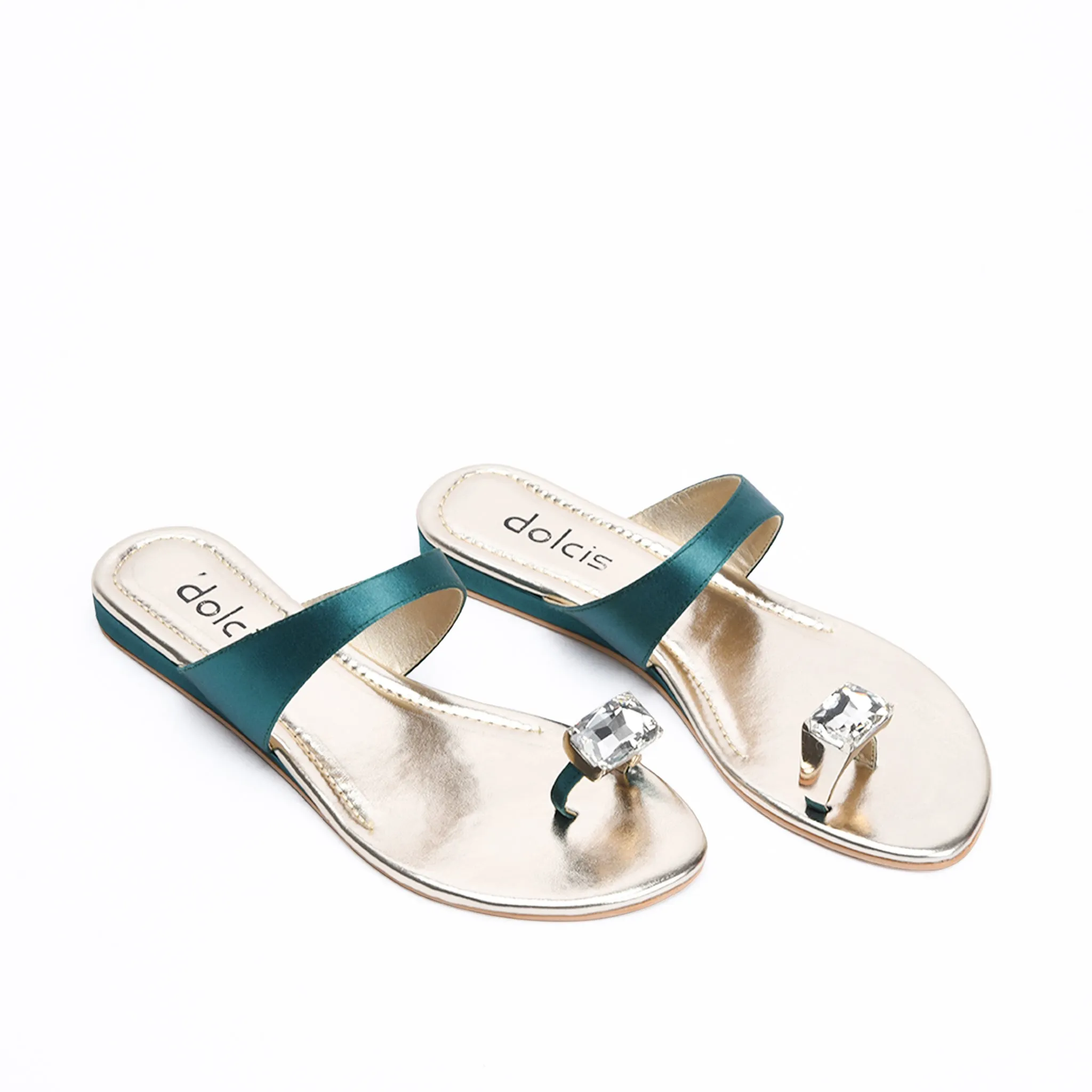 Chic Teal Toe-Ring Slippers | 796Q-K