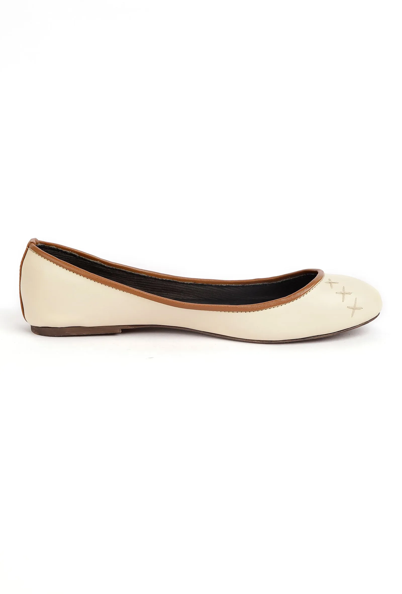 Cream White Cruelty Free Leather Flat Ballerinas