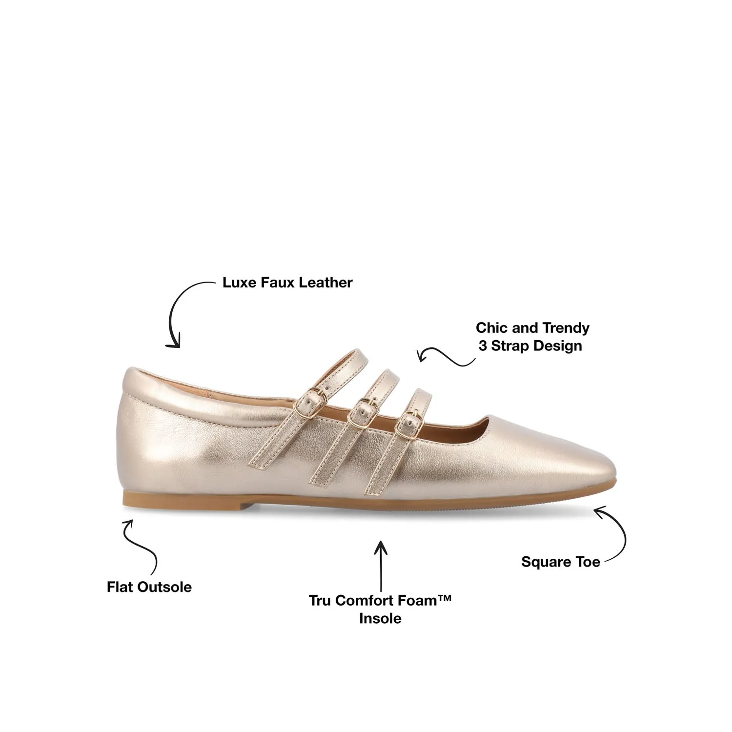 DARLIN BALLET FLATS IN FAUX LEATHER IN WIDE