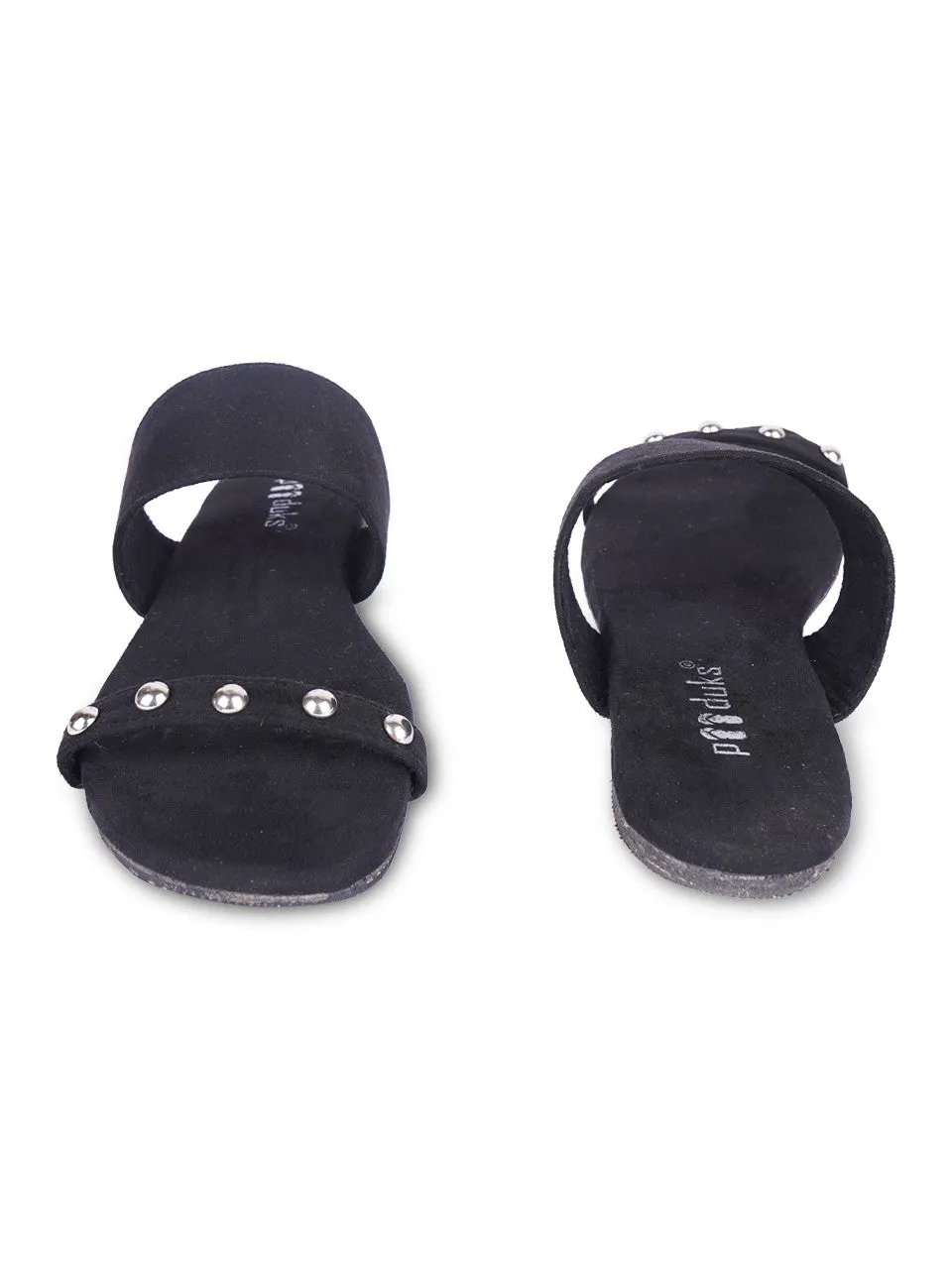 Den Dual-Strap Vegan Suede Slides Women