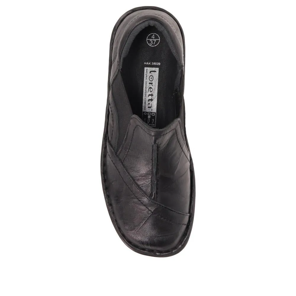 Elasticated Leather Slip Ons - HAK38029 / 324 707