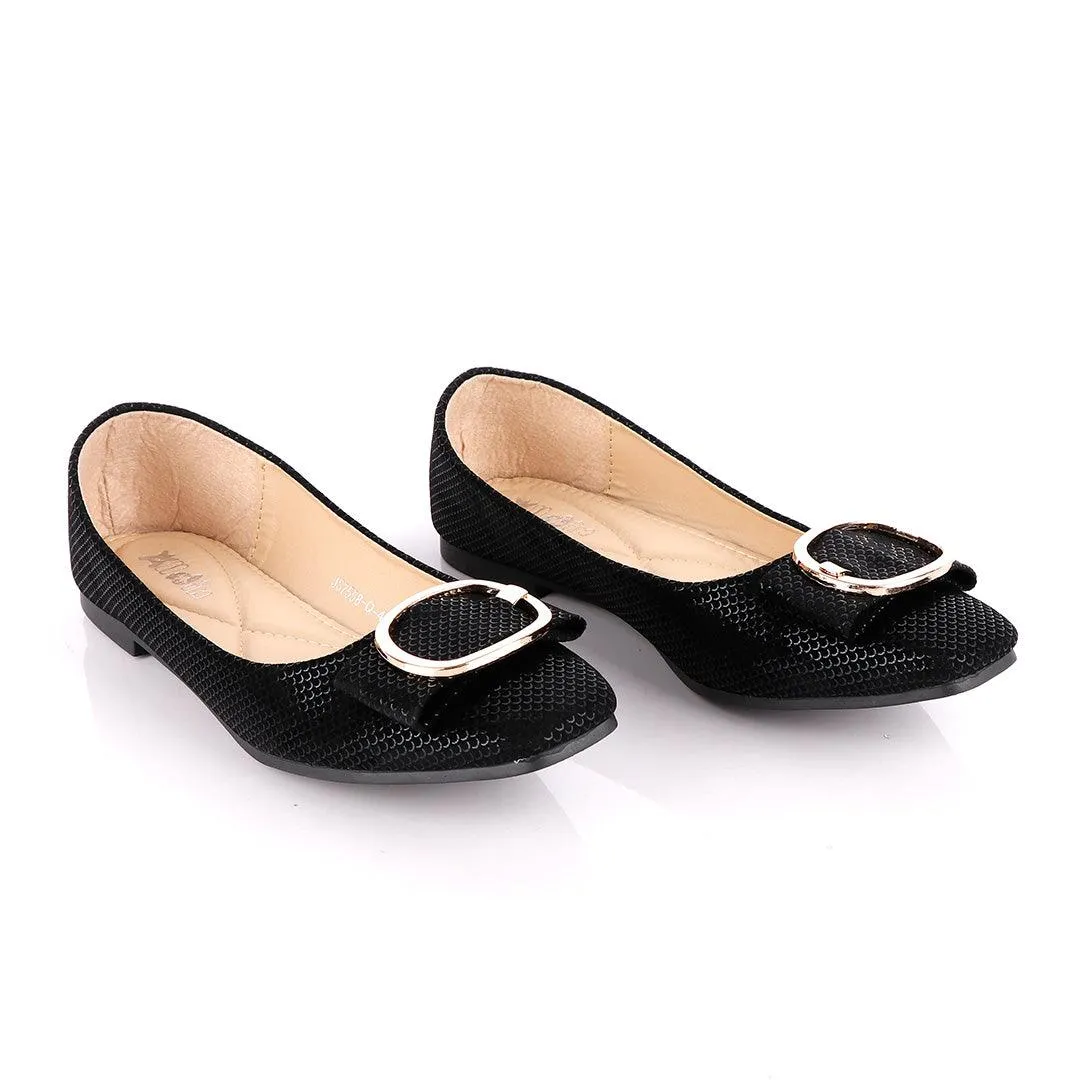 Fashionable Classic Flowery Black Women's Flat Shoe