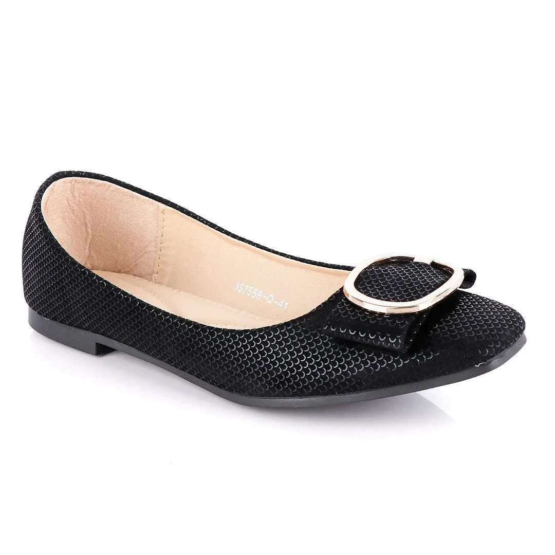 Fashionable Classic Flowery Black Women's Flat Shoe