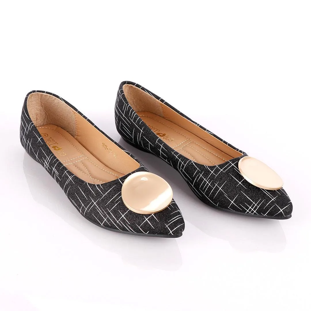 Fashionable Classic Shinning Black Women's Flat Shoe