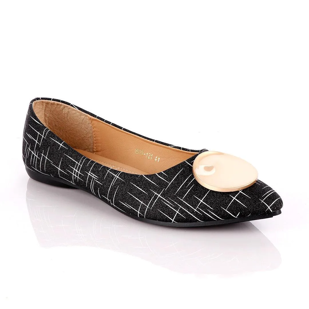 Fashionable Classic Shinning Black Women's Flat Shoe