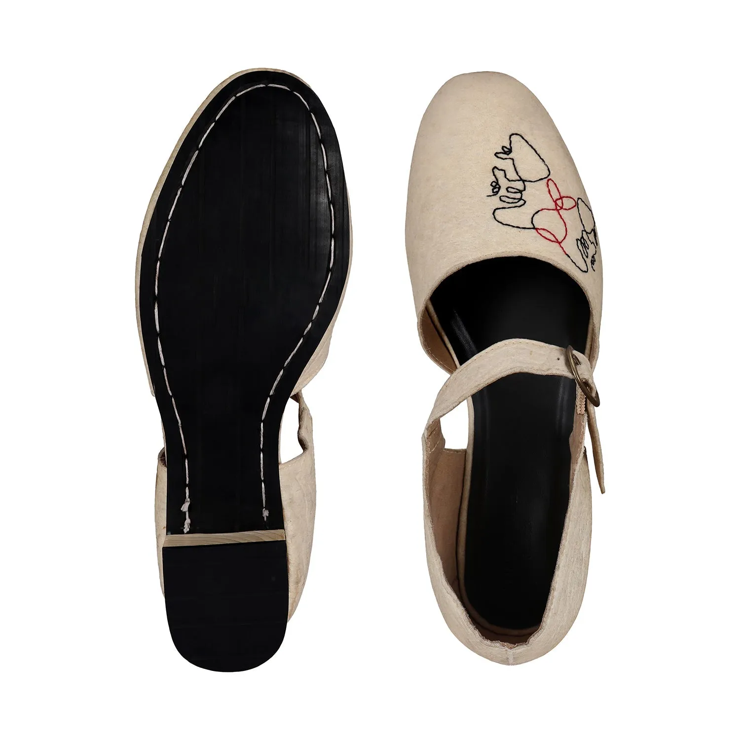 Flats-Natural Mary Janes