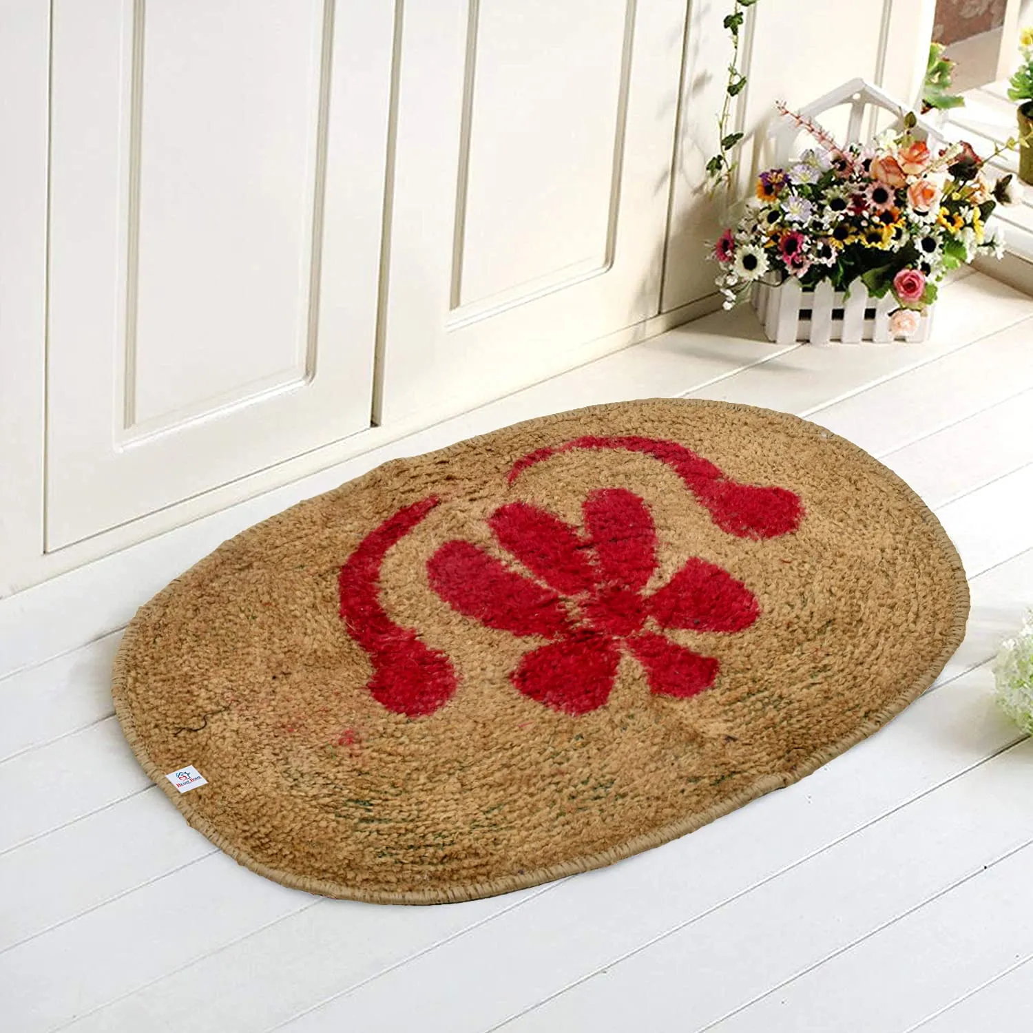 Heart Home Heavy Duty Indoor Outdoor Anti-Slip Jute Door Mat, Welcome Mat, 23"x15" (Brown)