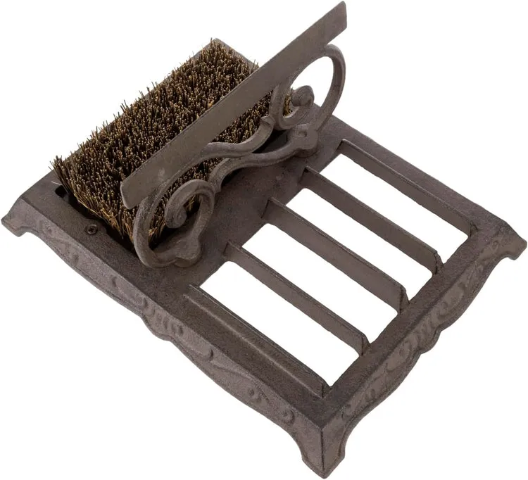 Heavy Duty Dark Brown Cast Iron Shoe Scraper and Scrubber Mat, Outdoor Footwear Cleaning Brush and Boot Mud Puller