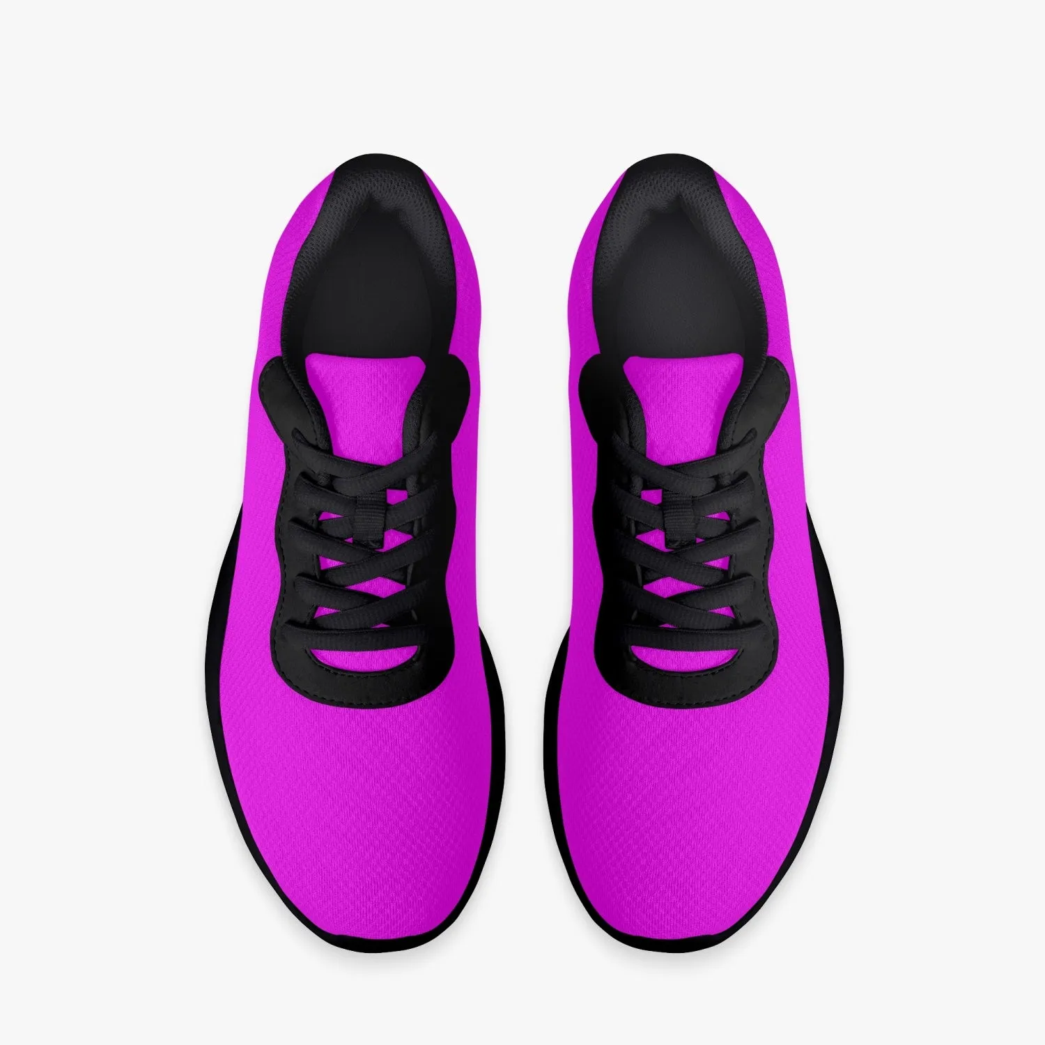 Hot Pink Unisex Sneakers, Soft Solid Color Best Lifestyle Unisex Casual Designer Mesh Running Shoes With Black Soles