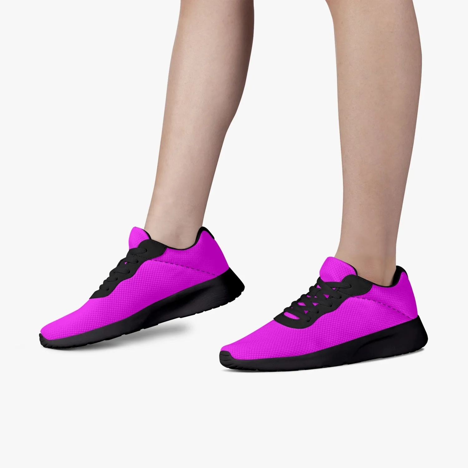 Hot Pink Unisex Sneakers, Soft Solid Color Best Lifestyle Unisex Casual Designer Mesh Running Shoes With Black Soles