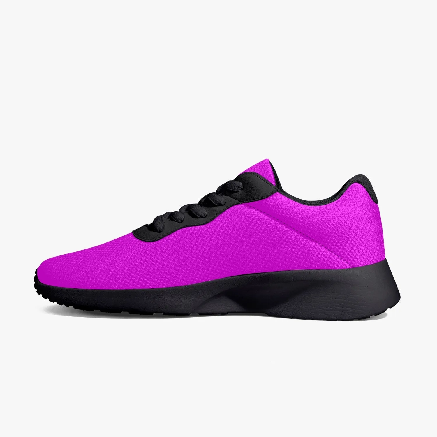 Hot Pink Unisex Sneakers, Soft Solid Color Best Lifestyle Unisex Casual Designer Mesh Running Shoes With Black Soles