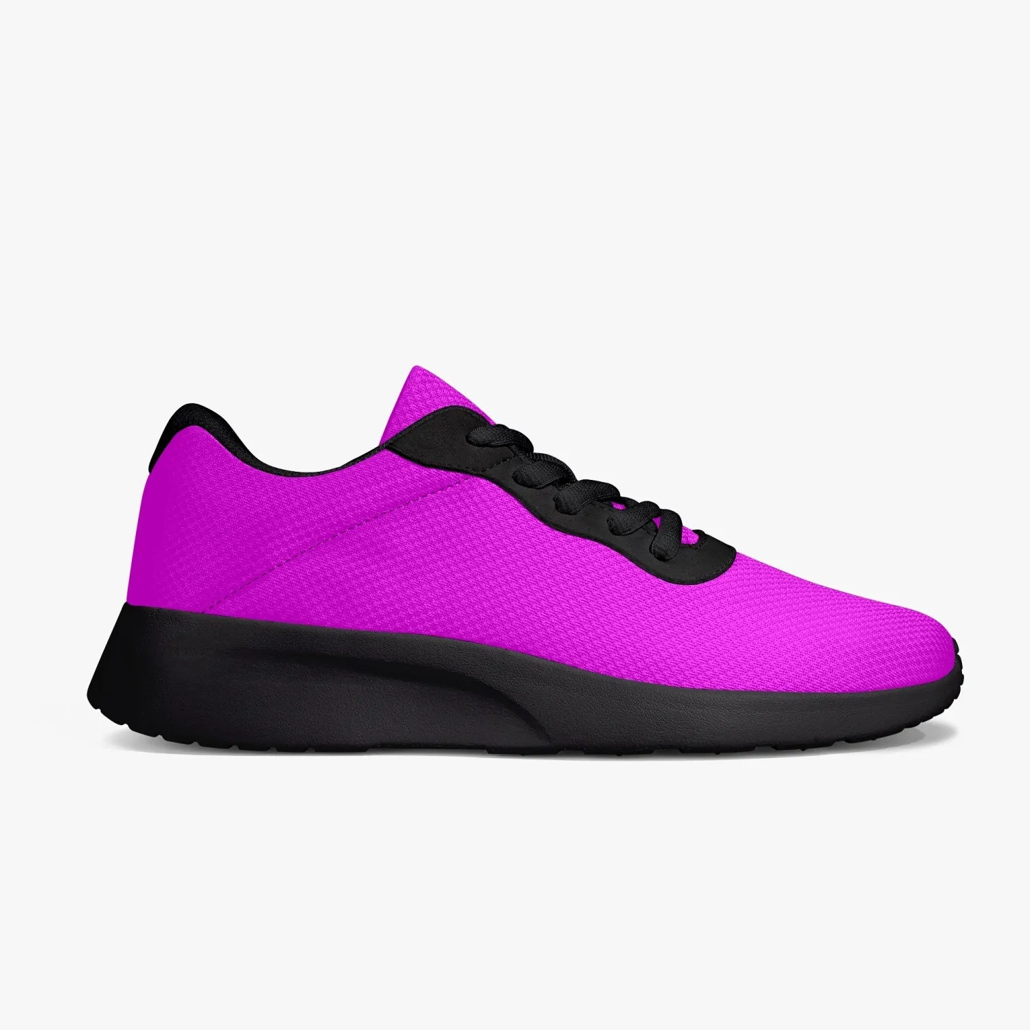 Hot Pink Unisex Sneakers, Soft Solid Color Best Lifestyle Unisex Casual Designer Mesh Running Shoes With Black Soles