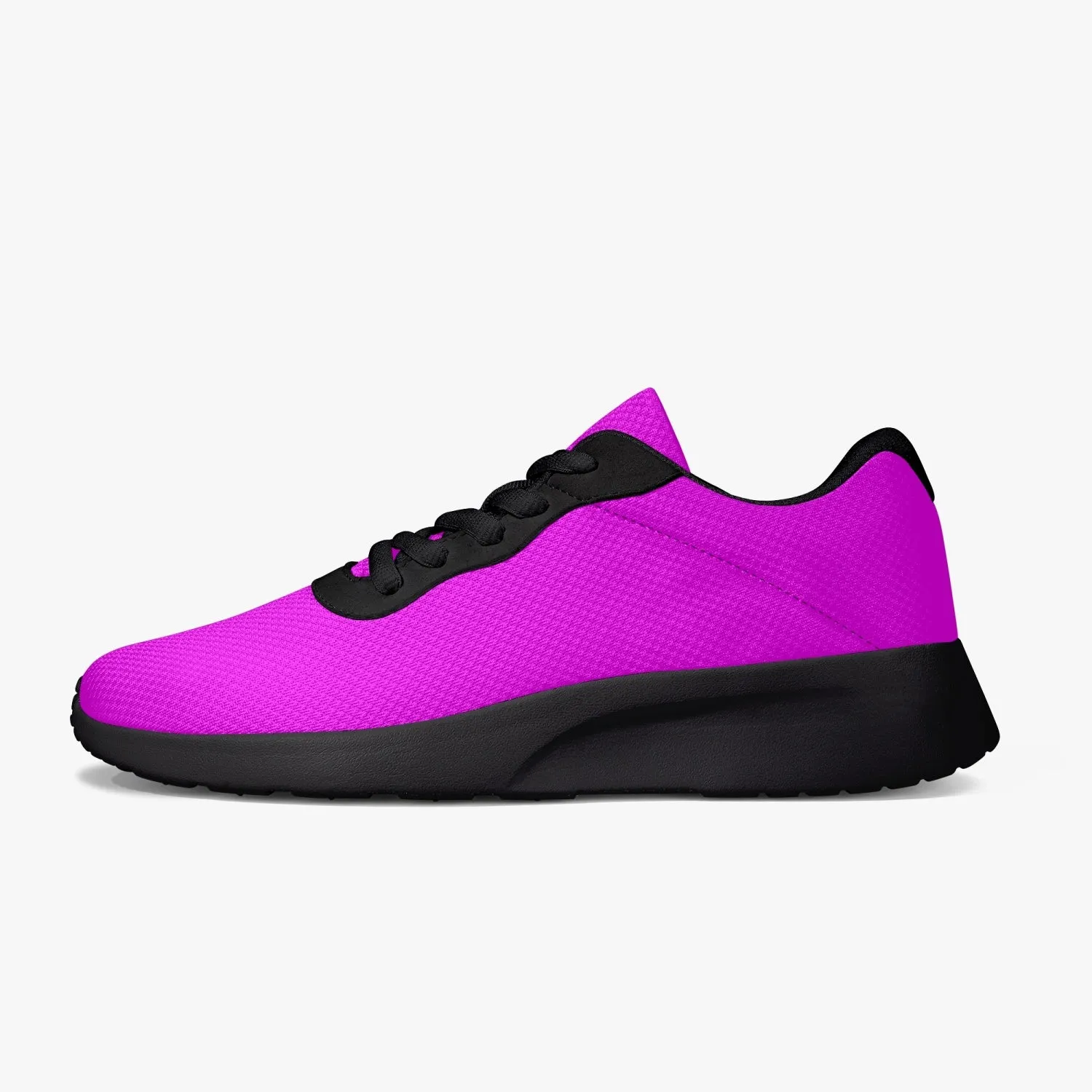 Hot Pink Unisex Sneakers, Soft Solid Color Best Lifestyle Unisex Casual Designer Mesh Running Shoes With Black Soles