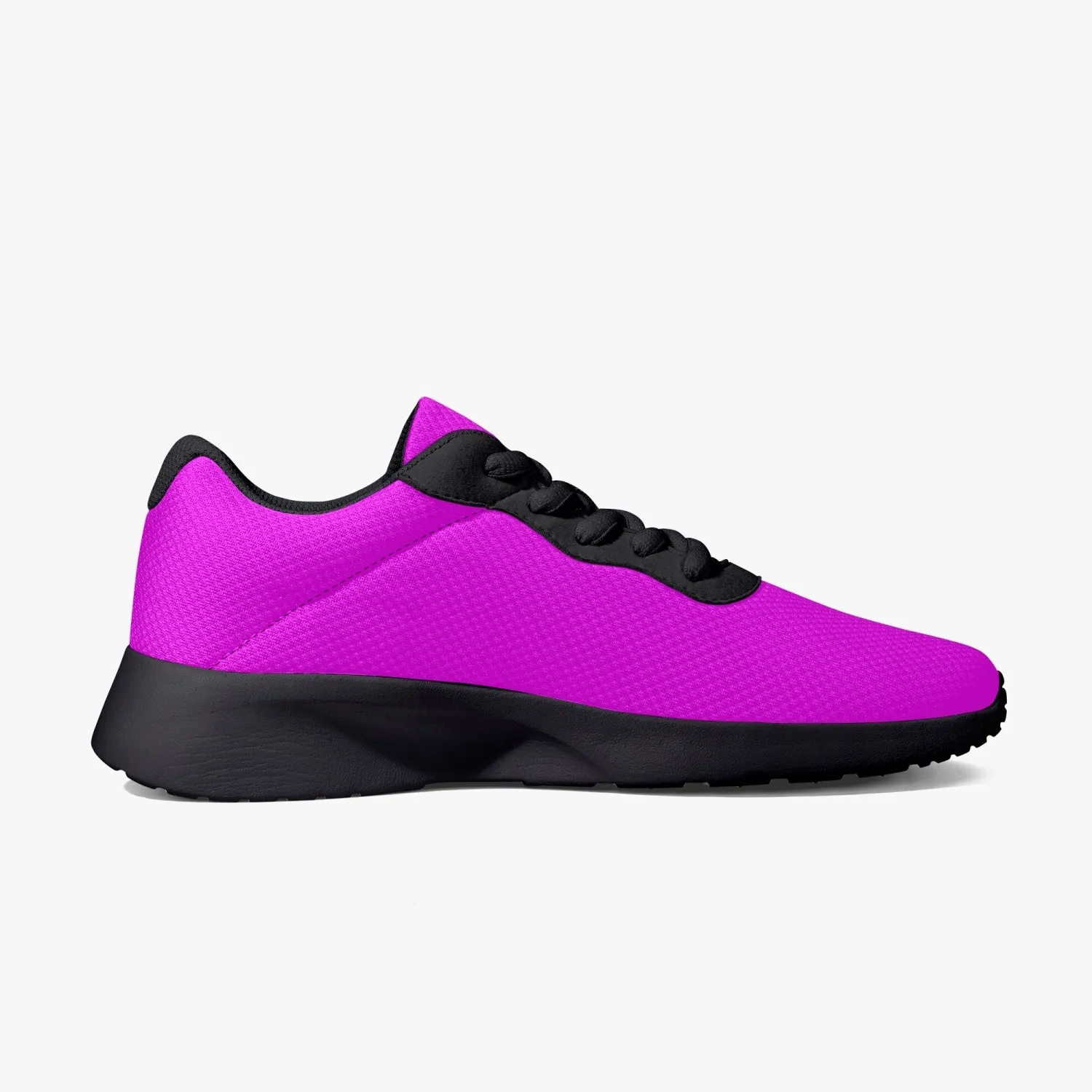 Hot Pink Unisex Sneakers, Soft Solid Color Best Lifestyle Unisex Casual Designer Mesh Running Shoes With Black Soles