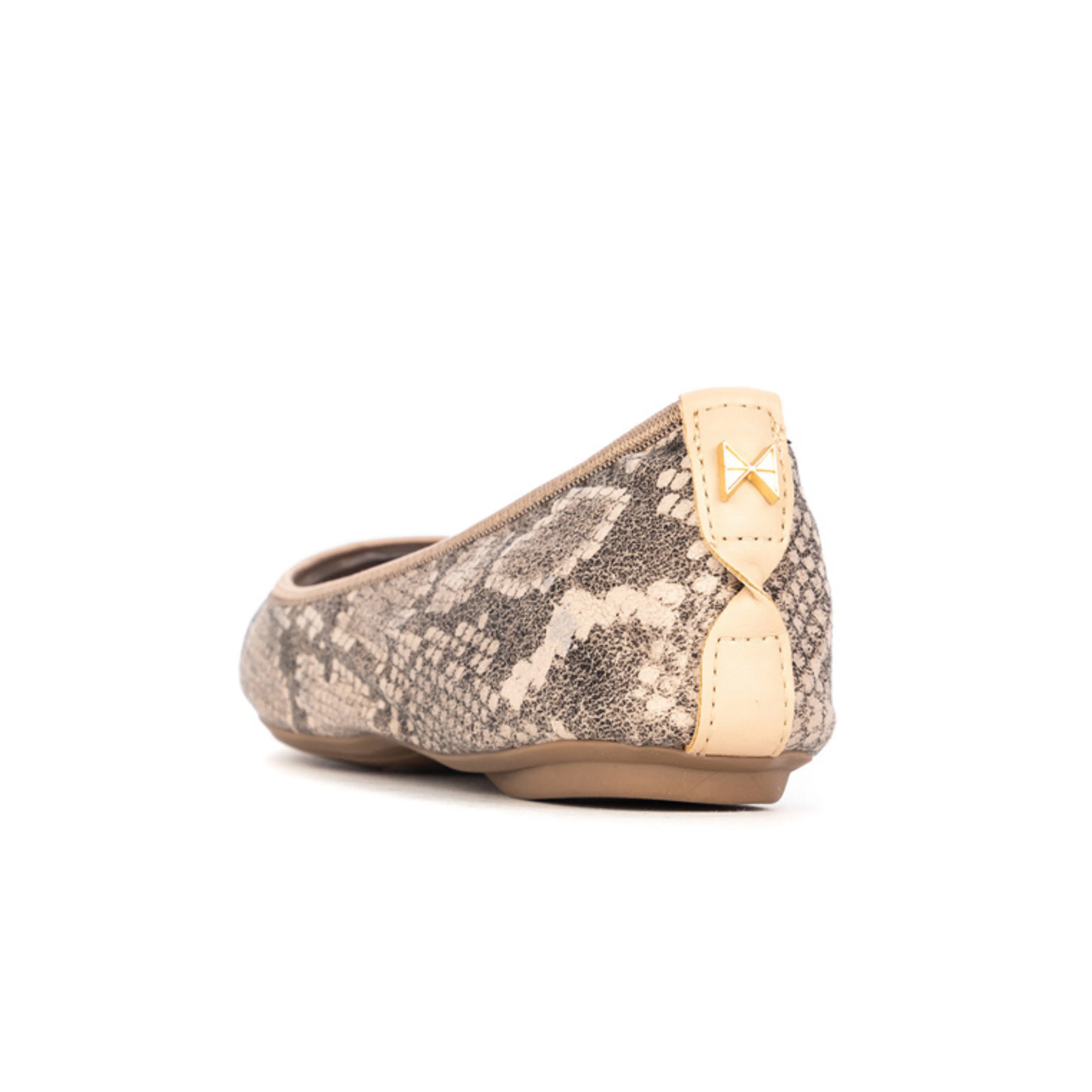 JANEY Ballet Flat Shoes - Tan Cobra