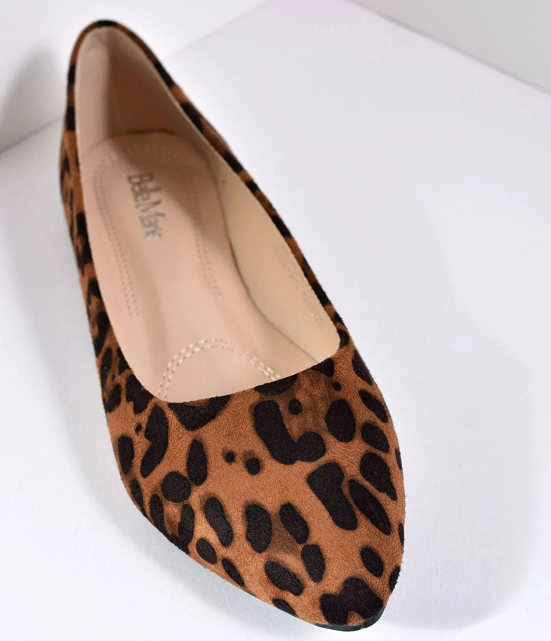 Leopard Print Suede Pointed Toe Flats