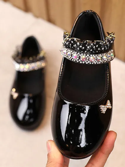 Little Rhinestones Patent Leather Mary Jane Flats By Liv and Mia