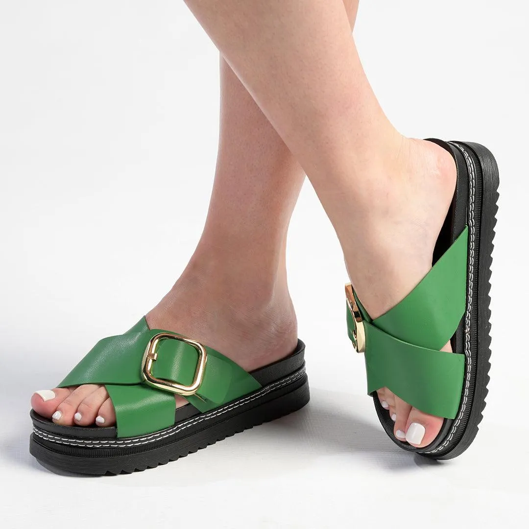 Madison Janiel Cross Over Mule - Green