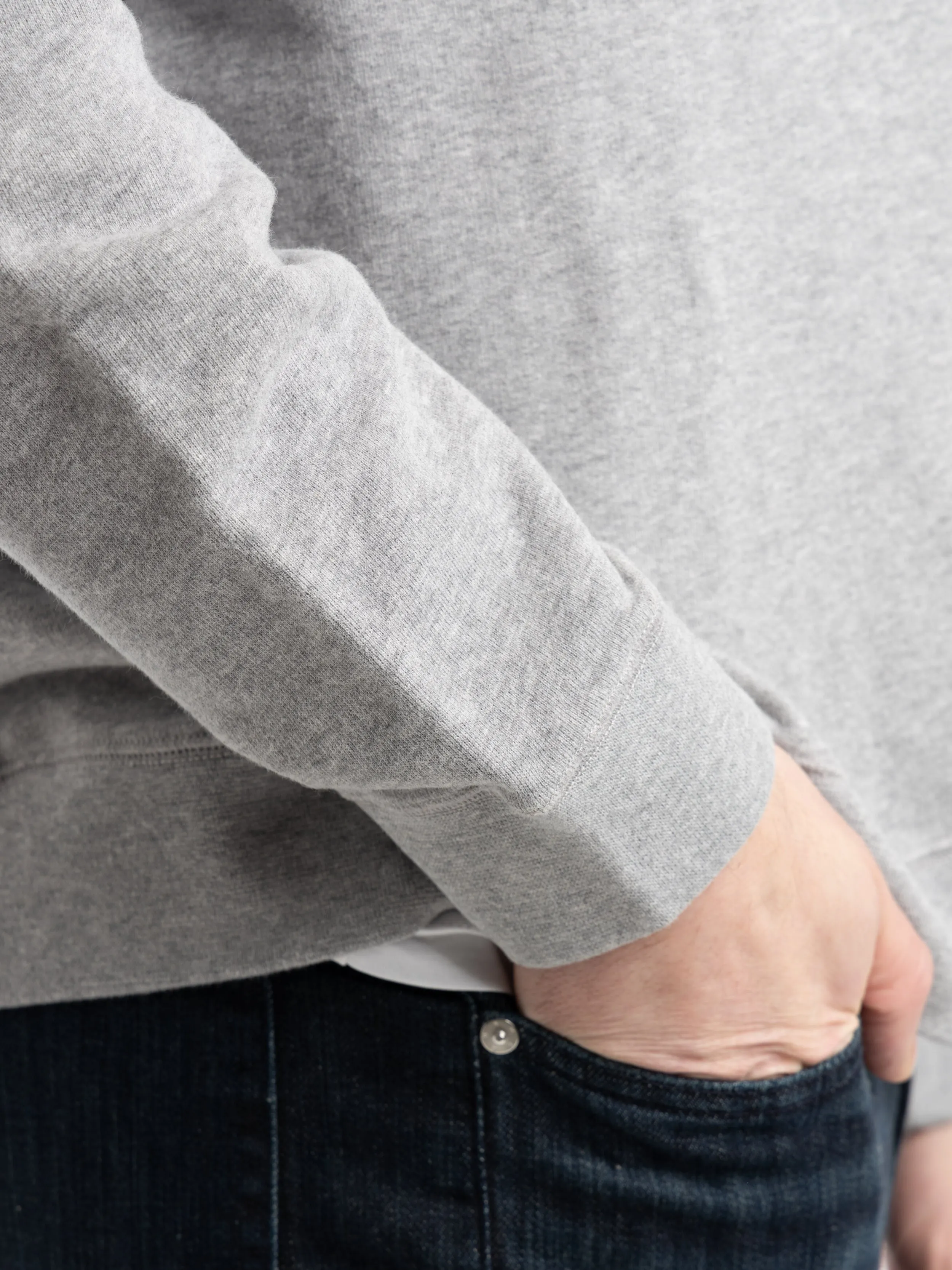 Melange Grey Half Zip Loopback Sweatshirt