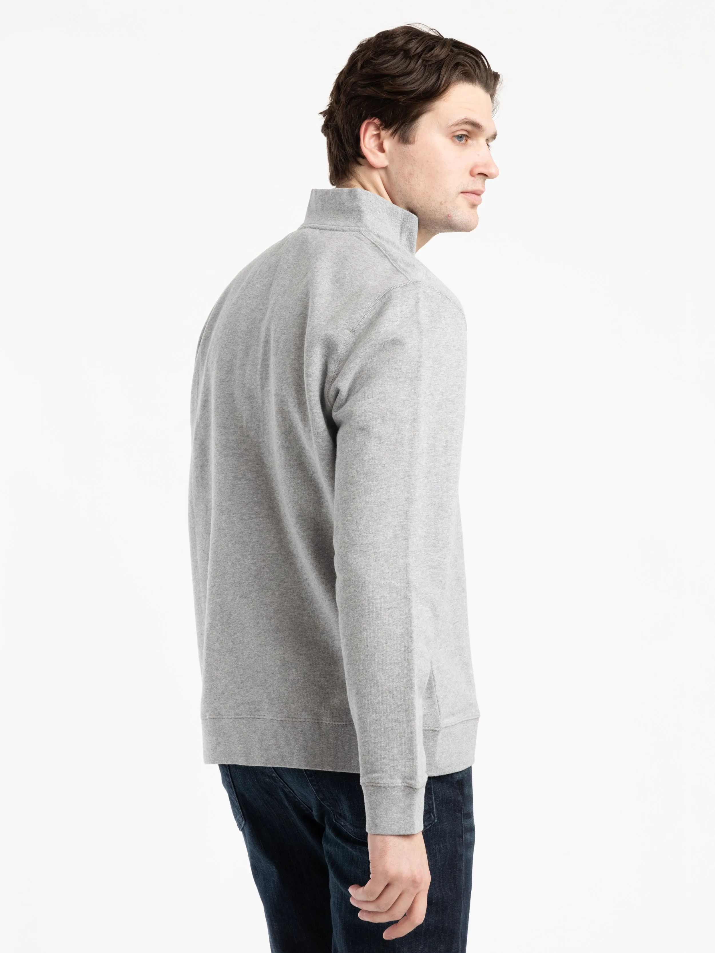 Melange Grey Half Zip Loopback Sweatshirt