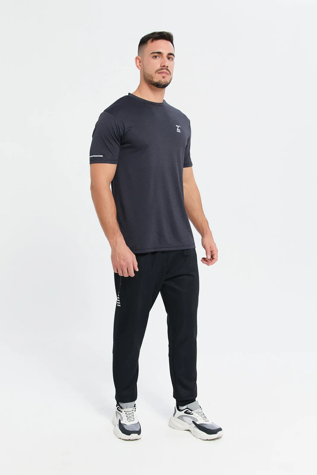 Men Black Active Slim Fit T-Shirt