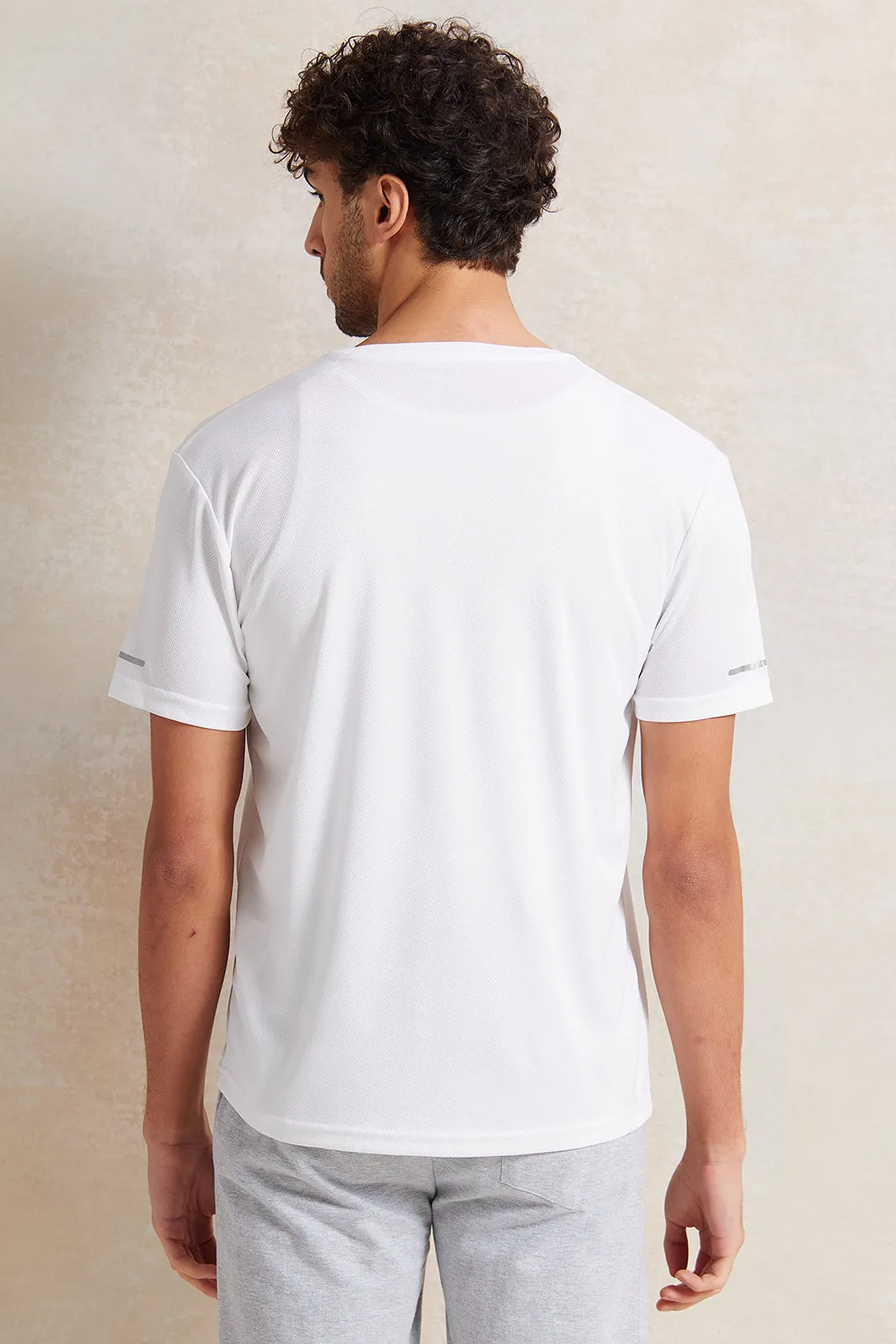 Men Ivory Printed Active T-Shirt