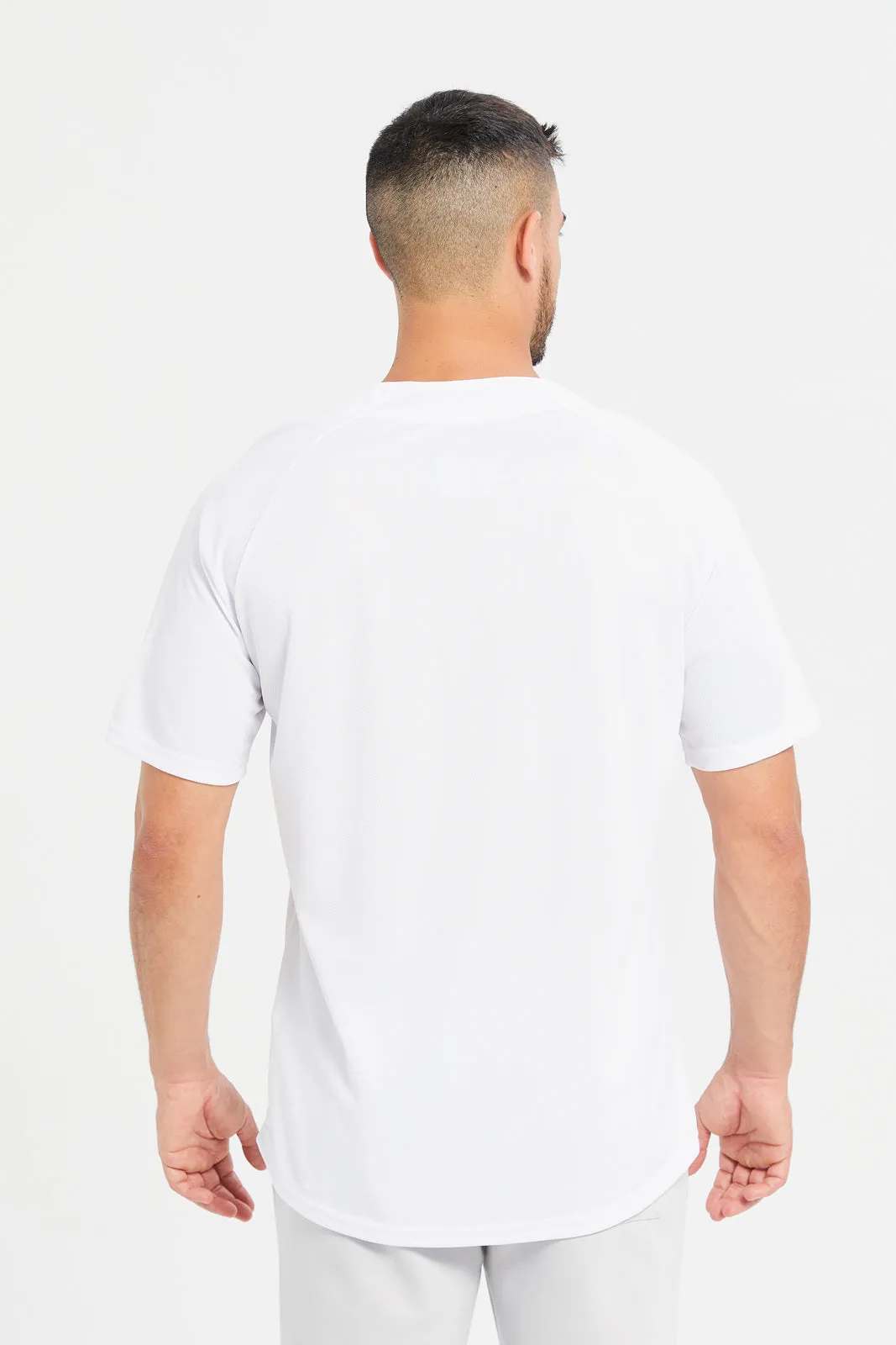 Men White Dodgers Active T-Shirt