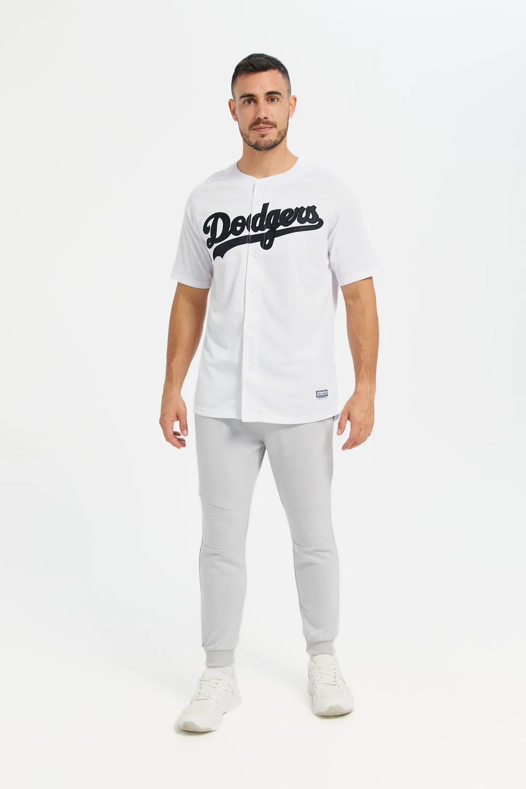 Men White Dodgers Active T-Shirt