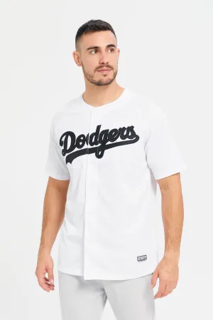 Men White Dodgers Active T-Shirt