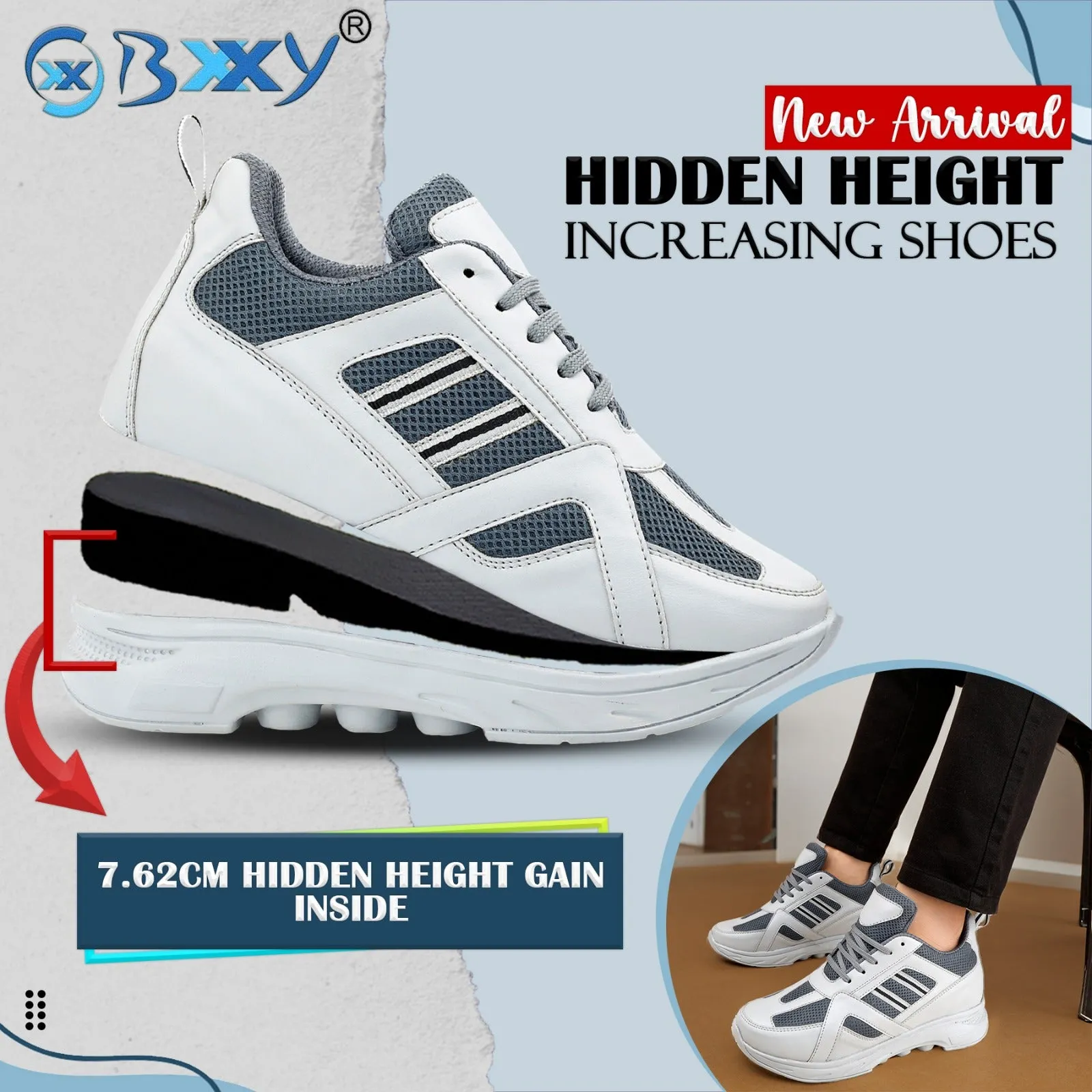 Men's 3 Inches Hidden Height Increasing Shoes