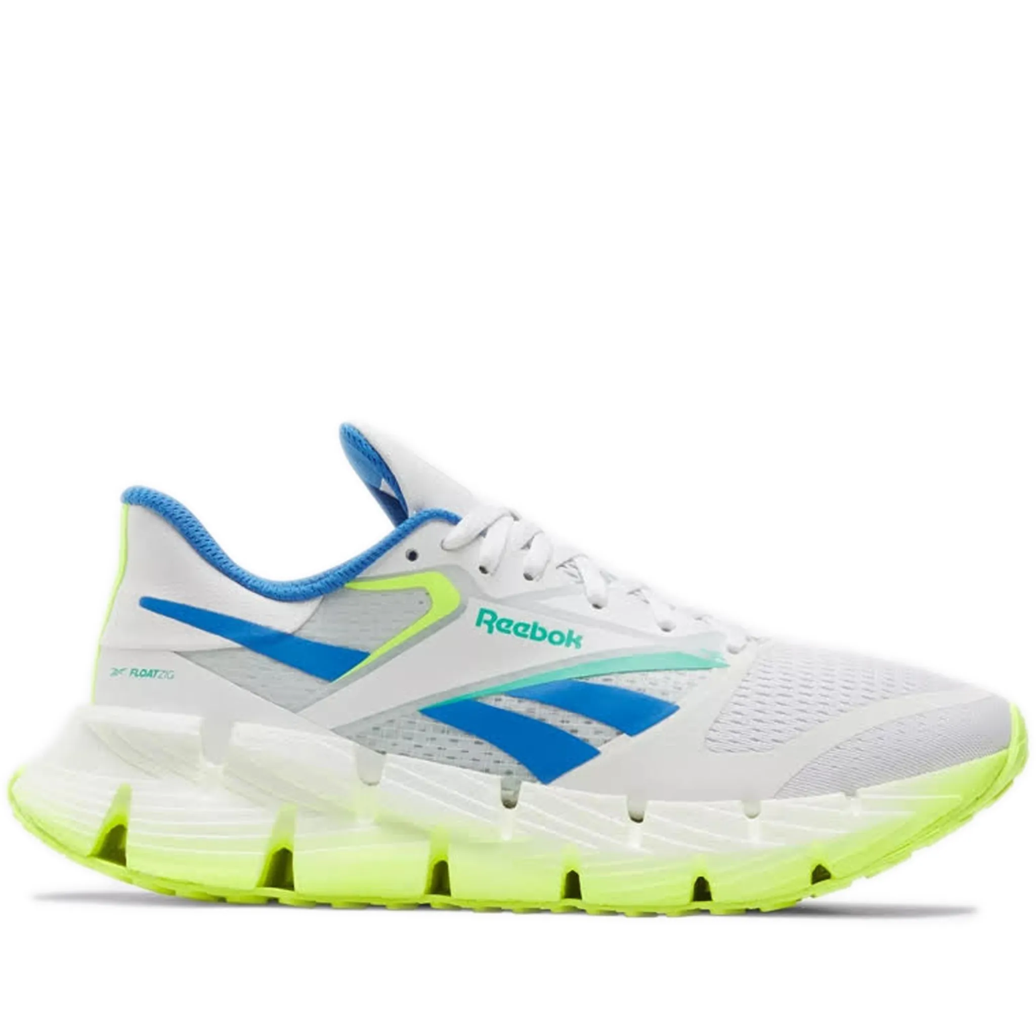 Men's Reebok FloatZig 1 Shoes - Footwear White / Digital Lime / Kinetic Blue