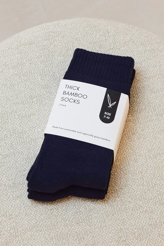 Men's Thick Bamboo Socks 2 Pack - Navy