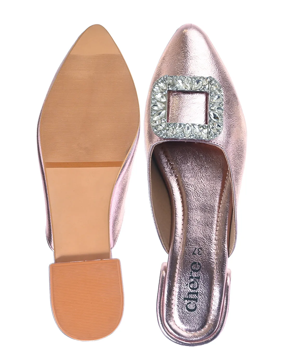 Metallic Rose Gold Mules for Women