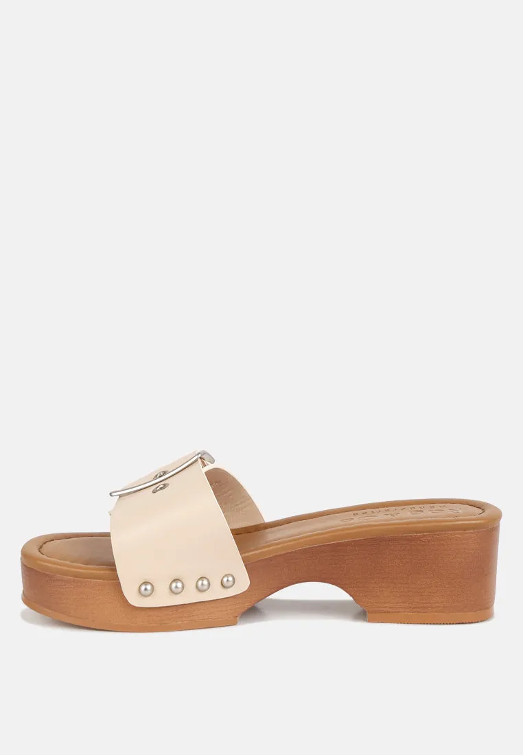 Mindy Buckle Strap Leather Slip Ons