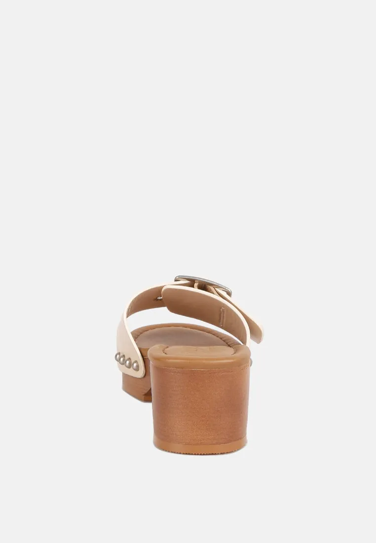 Mindy Buckle Strap Leather Slip Ons