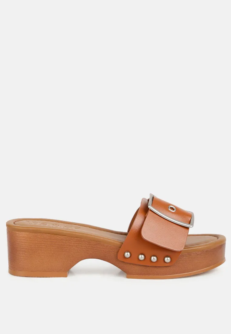 Mindy Buckle Strap Leather Slip Ons