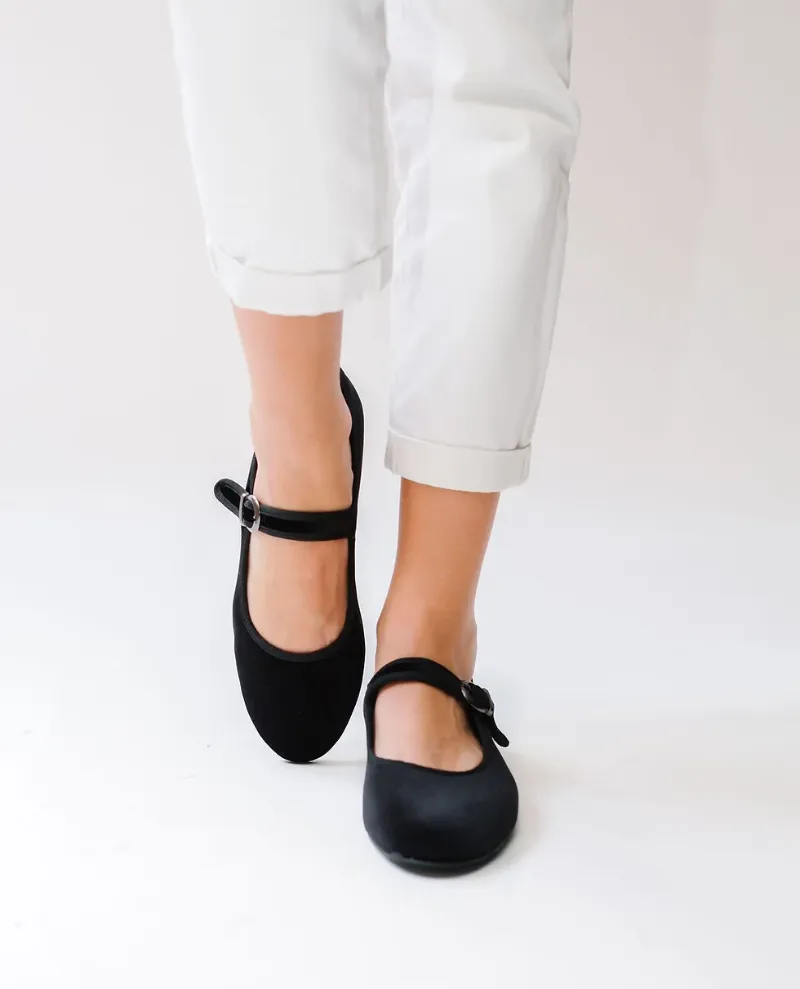 Moi London Black Velvet Mary Jane Shoes