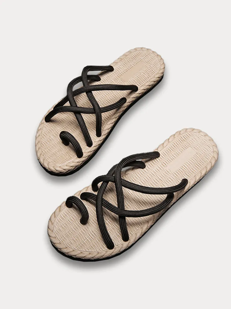 Non-Slip Crossover Strap Slippers