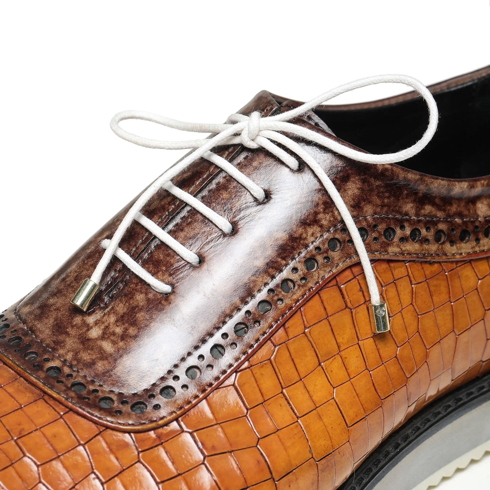 Oxford Sneakers- Croc Tan & Brown