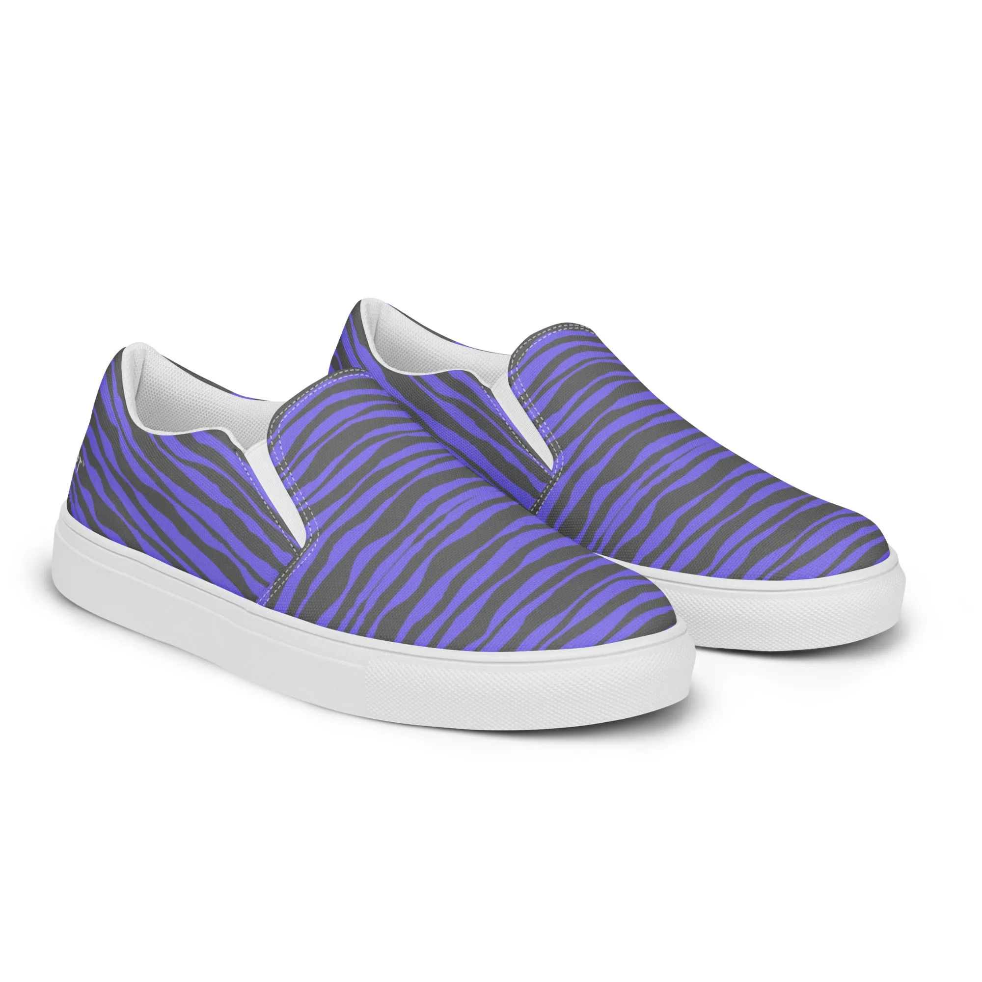 Pink Striped Women's Slip On, Brown Purple Striped Print Women’s Slip-On Canvas Shoes (US Size: 5-12)