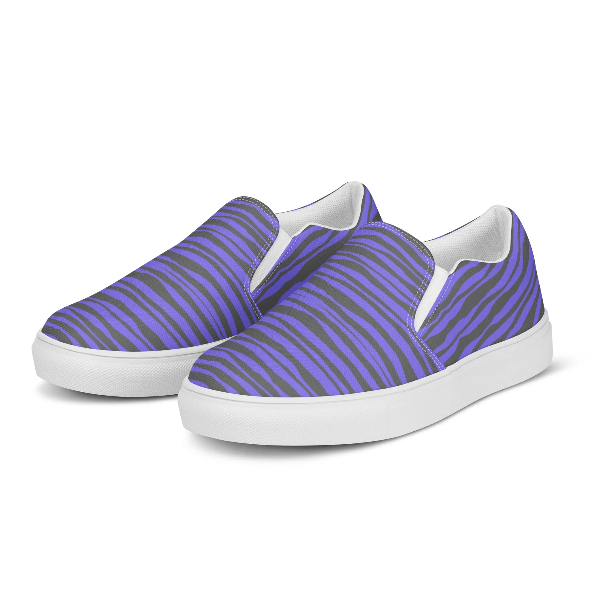 Pink Striped Women's Slip On, Brown Purple Striped Print Women’s Slip-On Canvas Shoes (US Size: 5-12)